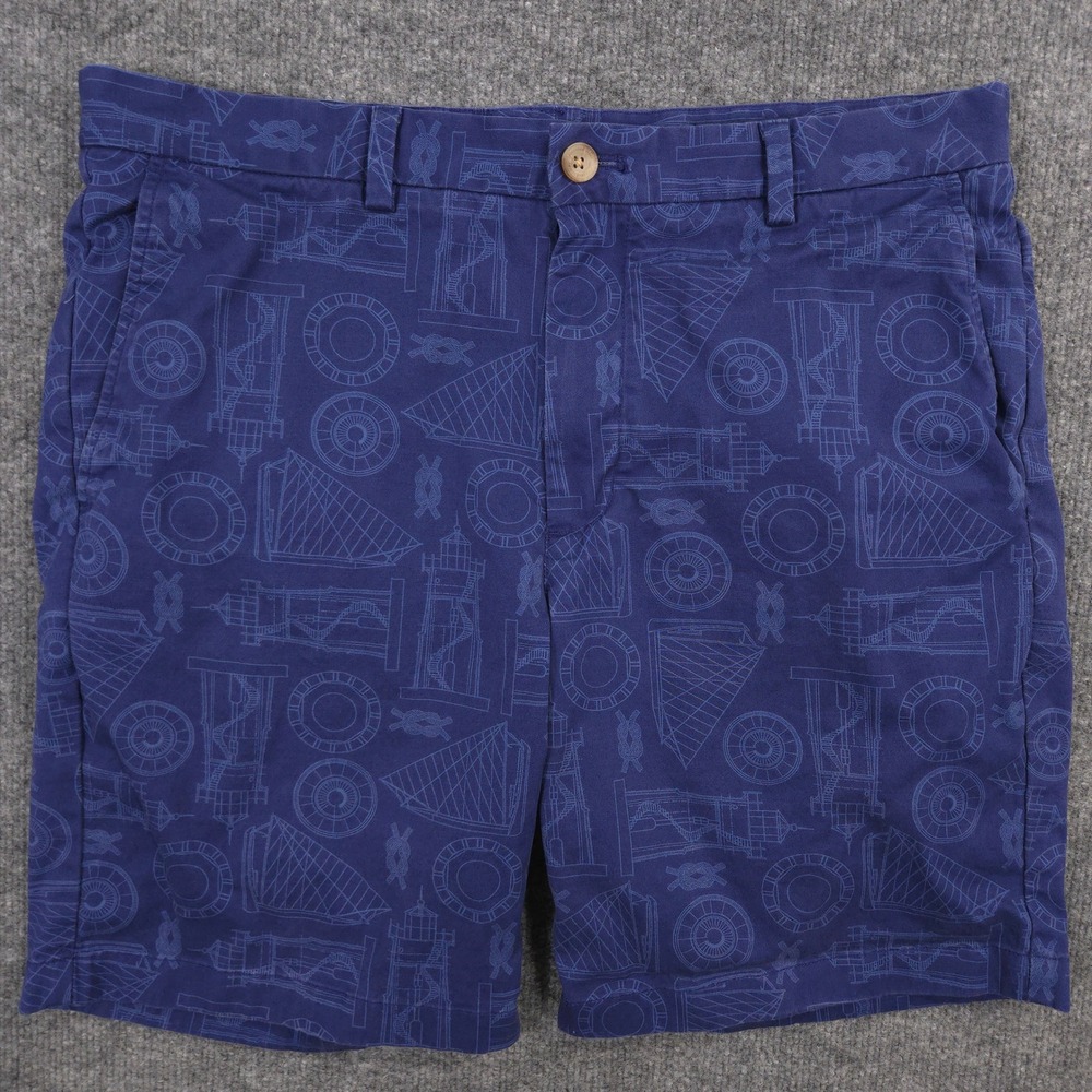 Vineyard Vines Breaker Shorts Mens 34 Blue Nautical Lighthouse Sailboat AOP